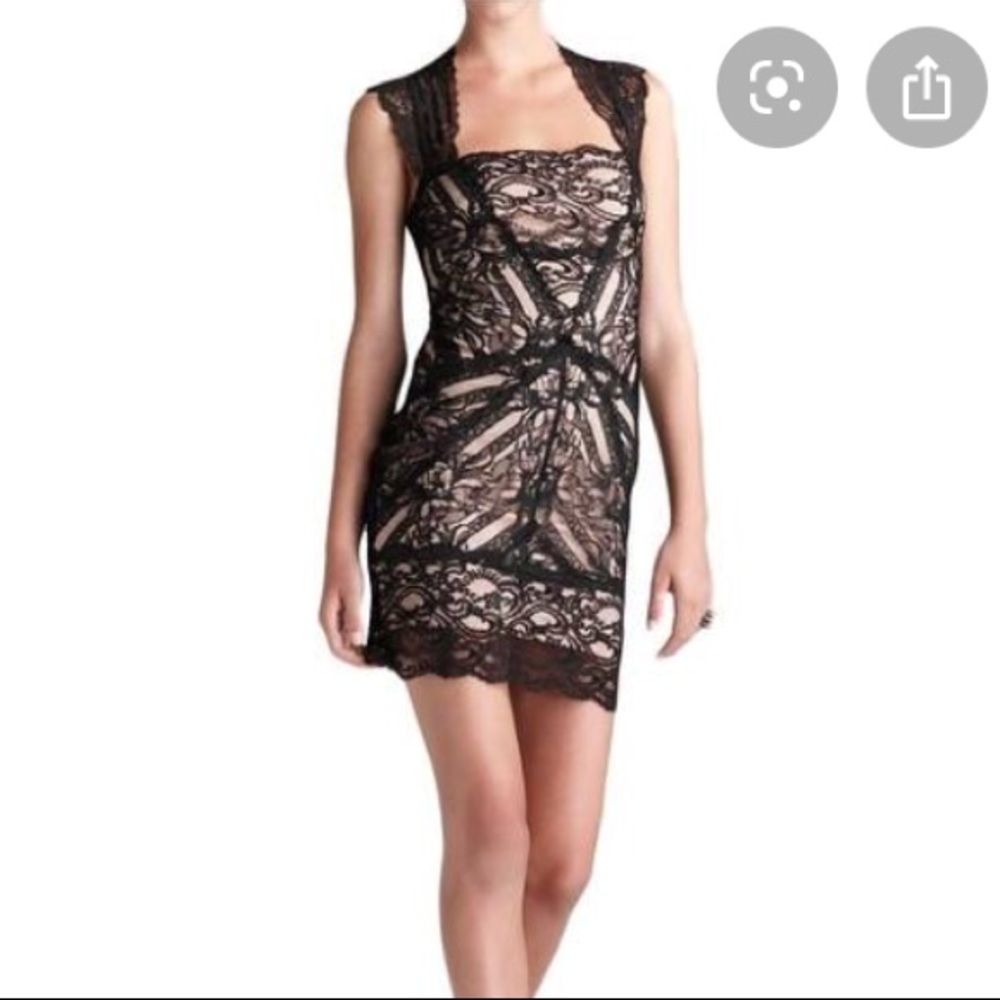 NICOLE MILLER Eva Lace Dress with nude underlay